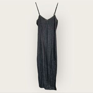 Vintage NWT Stenay Deadstock 100% Silk Beaded Evening Gown Dress Deep Green 12